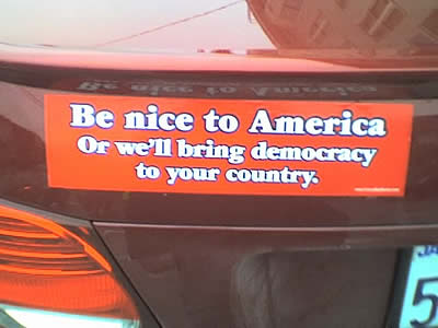 car, car sticker, funny, america, democracy