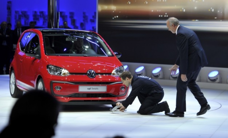 Vw's presentation at Geneva Motor Show was interrupted by a protester